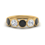 Load image into Gallery viewer, 2-carat-five-round-black-diamond-bezel-set-wedding-ring-in-FD10558B-0.40CTGBLACK-NL-YG
