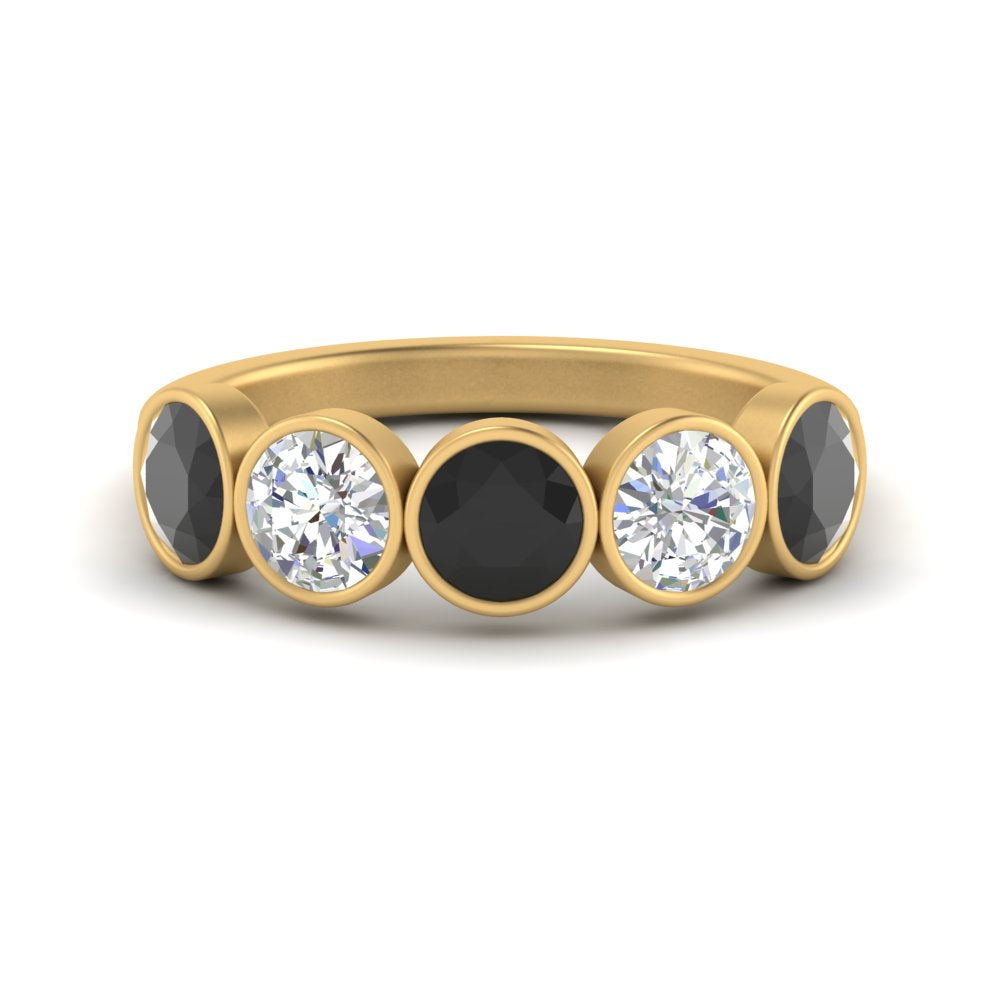 2-carat-five-round-black-diamond-bezel-set-wedding-ring-in-FD10558B-0.40CTGBLACK-NL-YG