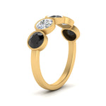 Load image into Gallery viewer, 2-carat-five-round-black-diamond-bezel-set-wedding-ring-in-FD10558B-0.40CTGBLACK-NL-YG
