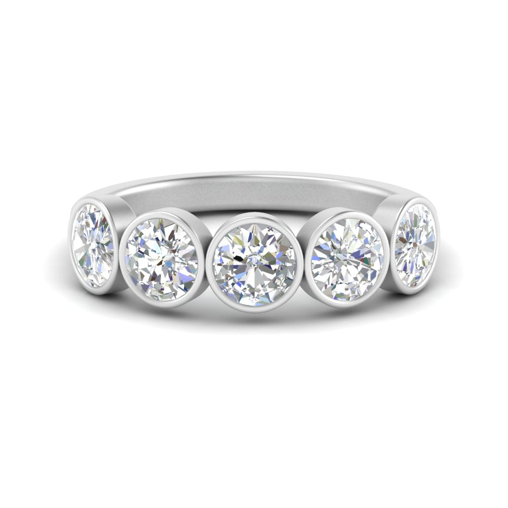 2-carat-five-round-diamond-bezel-set-wedding-ring-in-FD10558B-0.40CT-NL-WG