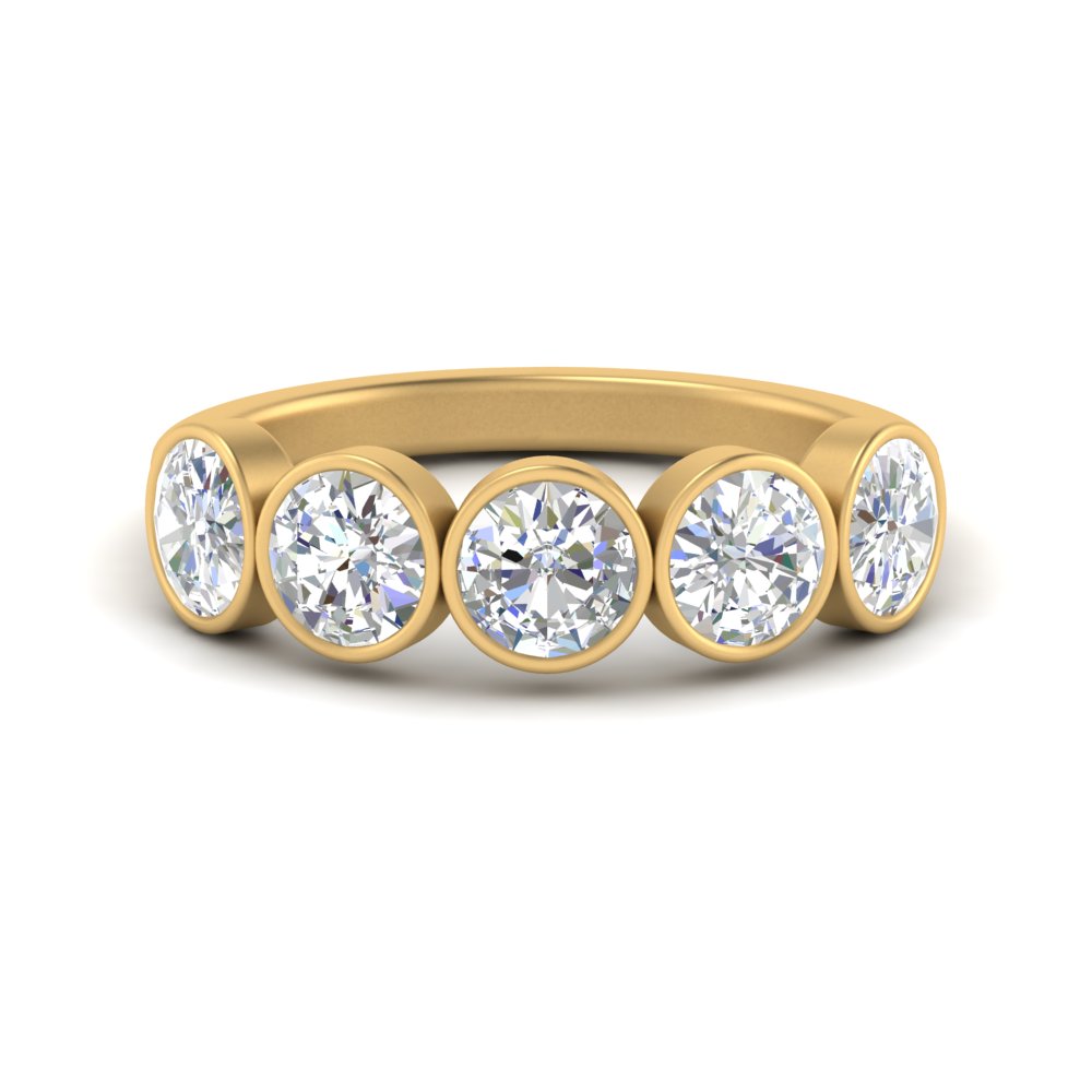 2-carat-five-round-diamond-bezel-set-wedding-ring-in-FD10558B-0.40CT-NL-YG