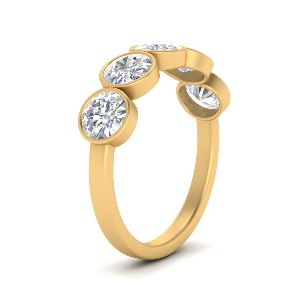 2-carat-five-round-diamond-bezel-set-wedding-ring-in-FD10558B-0.40CT-NL-YG