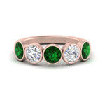 Load image into Gallery viewer, 2-carat-five-round-emerald-bezel-set-wedding-ring-in-FD10558B-0.40CTGEMGR-NL-RG
