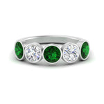 Load image into Gallery viewer, 2-carat-five-round-emerald-bezel-set-wedding-ring-in-FD10558B-0.40CTGEMGR-NL-WG
