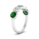 Load image into Gallery viewer, 2-carat-five-round-emerald-bezel-set-wedding-ring-in-FD10558B-0.40CTGEMGR-NL-WG
