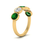 Load image into Gallery viewer, 2-carat-five-round-emerald-bezel-set-wedding-ring-in-FD10558B-0.40CTGEMGR-NL-YG
