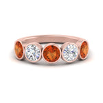 Load image into Gallery viewer, 2-carat-five-round-orange-sapphire-bezel-set-wedding-ring-in-FD10558B-0.40CTGSAOR-NL-RG

