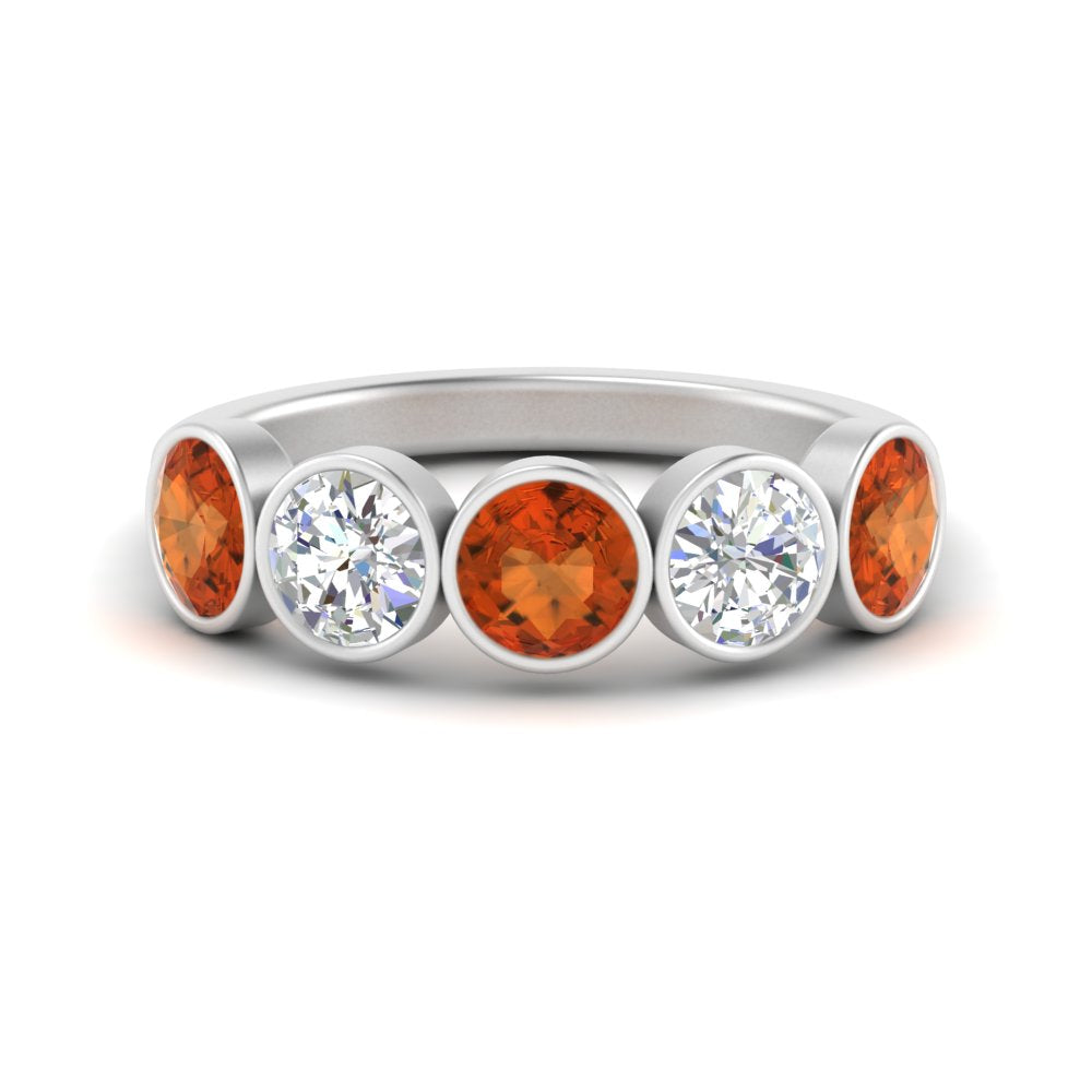 2-carat-five-round-orange-sapphire-bezel-set-wedding-ring-in-FD10558B-0.40CTGSAOR-NL-WG