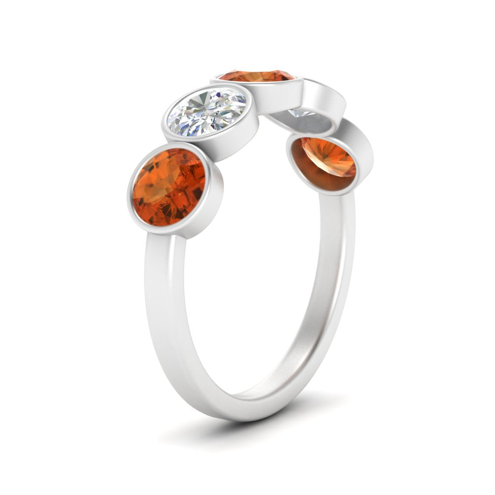2-carat-five-round-orange-sapphire-bezel-set-wedding-ring-in-FD10558B-0.40CTGSAOR-NL-WG