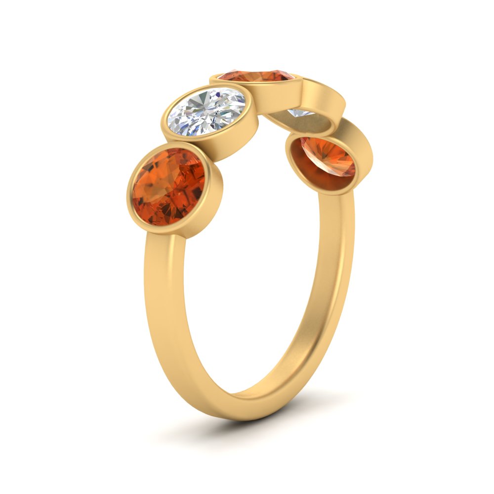 2-carat-five-round-orange-sapphire-bezel-set-wedding-ring-in-FD10558B-0.40CTGSAOR-NL-YG