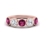 Load image into Gallery viewer, 2-carat-five-round-pink-sapphire-bezel-set-wedding-ring-in-FD10558B-0.40CTGSADRPI-NL-RG
