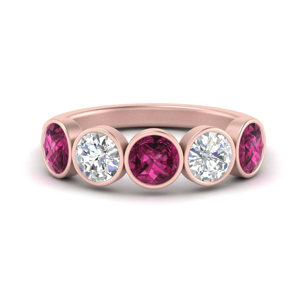 2-carat-five-round-pink-sapphire-bezel-set-wedding-ring-in-FD10558B-0.40CTGSADRPI-NL-RG