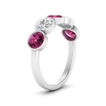 Load image into Gallery viewer, 2-carat-five-round-pink-sapphire-bezel-set-wedding-ring-in-FD10558B-0.40CTGSADRPI-NL-WG
