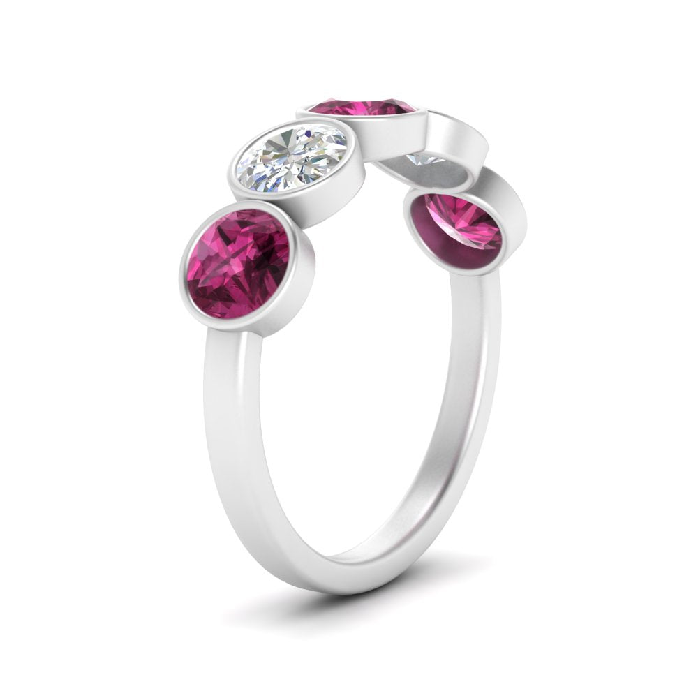 2-carat-five-round-pink-sapphire-bezel-set-wedding-ring-in-FD10558B-0.40CTGSADRPI-NL-WG