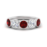 Load image into Gallery viewer, 2-carat-five-round-ruby-bezel-set-wedding-ring-in-FD10558B-0.40CTGRUDR-NL-WG

