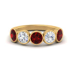 Load image into Gallery viewer, 2-carat-five-round-ruby-bezel-set-wedding-ring-in-FD10558B-0.40CTGRUDR-NL-YG
