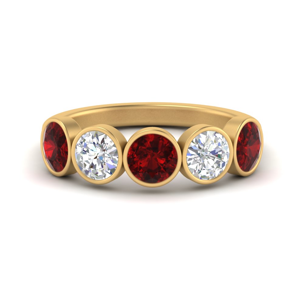 2-carat-five-round-ruby-bezel-set-wedding-ring-in-FD10558B-0.40CTGRUDR-NL-YG