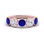Load image into Gallery viewer, 2-carat-five-round-sapphire-bezel-set-wedding-ring-in-FD10558B-0.40CTGSABL-NL-RG
