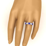 Load image into Gallery viewer, 2-carat-five-round-sapphire-bezel-set-wedding-ring-in-FD10558B-0.40CTGSABL-NL-RG
