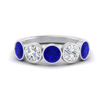 Load image into Gallery viewer, 2-carat-five-round-sapphire-bezel-set-wedding-ring-in-FD10558B-0.40CTGSABL-NL-WG

