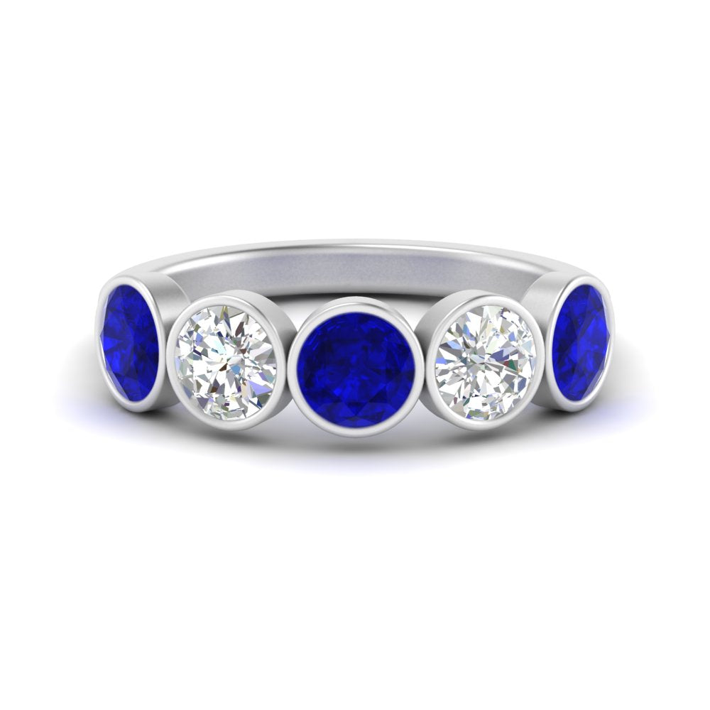 2-carat-five-round-sapphire-bezel-set-wedding-ring-in-FD10558B-0.40CTGSABL-NL-WG
