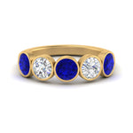 Load image into Gallery viewer, 2-carat-five-round-sapphire-bezel-set-wedding-ring-in-FD10558B-0.40CTGSABL-NL-YG
