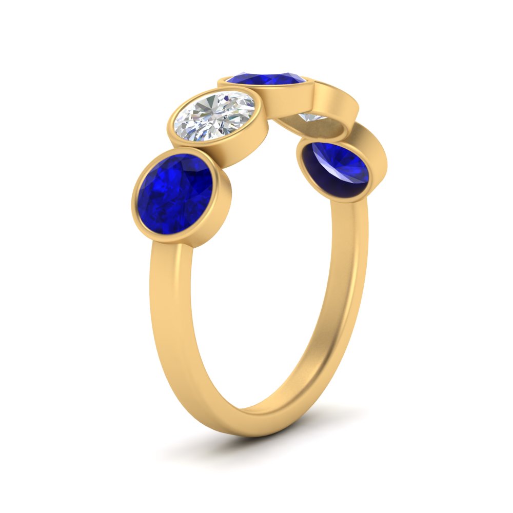 2-carat-five-round-sapphire-bezel-set-wedding-ring-in-FD10558B-0.40CTGSABL-NL-YG