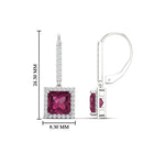 Load image into Gallery viewer, 2-carat-halo-diamond-lever-back-princess-cut-earrings-with-pink-sapphire-in-white-gold-FDEAR-11235PRGSADRPI-2.00CT-NL-WG.jpg
