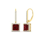 Load image into Gallery viewer, 2-carat-halo-diamond-lever-back-princess-cut-earrings-with-ruby-in-yellow-gold-FDEAR-11235PRGRUDR-2.00CT-NL-YG.jpg
