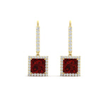Load image into Gallery viewer, 2-carat-halo-diamond-lever-back-princess-cut-earrings-with-ruby-in-yellow-gold-FDEAR-11235PRGRUDR-2.00CT-NL-YG.jpg
