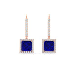 Load image into Gallery viewer, 2-carat-halo-diamond-lever-back-princess-cut-earrings-with-sapphire-in-rose-gold-FDEAR-11235PRGSABL-2.00CT-NL-RG.jpg
