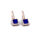 Load image into Gallery viewer, 2-carat-halo-diamond-lever-back-princess-cut-earrings-with-sapphire-in-rose-gold-FDEAR-11235PRGSABL-2.00CT-NL-RG.jpg

