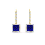 Load image into Gallery viewer, 2-carat-halo-diamond-lever-back-princess-cut-earrings-with-sapphire-in-yellow-gold-FDEAR-11235PRGSABL-2.00CT-NL-YG.jpg
