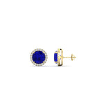 Load image into Gallery viewer, 2-carat-halo-eternity-sapphire-stud-earrings-in-yellow-gold-FDEAR10985ROGSABLANGLE1-2.00CT-NL-YG
