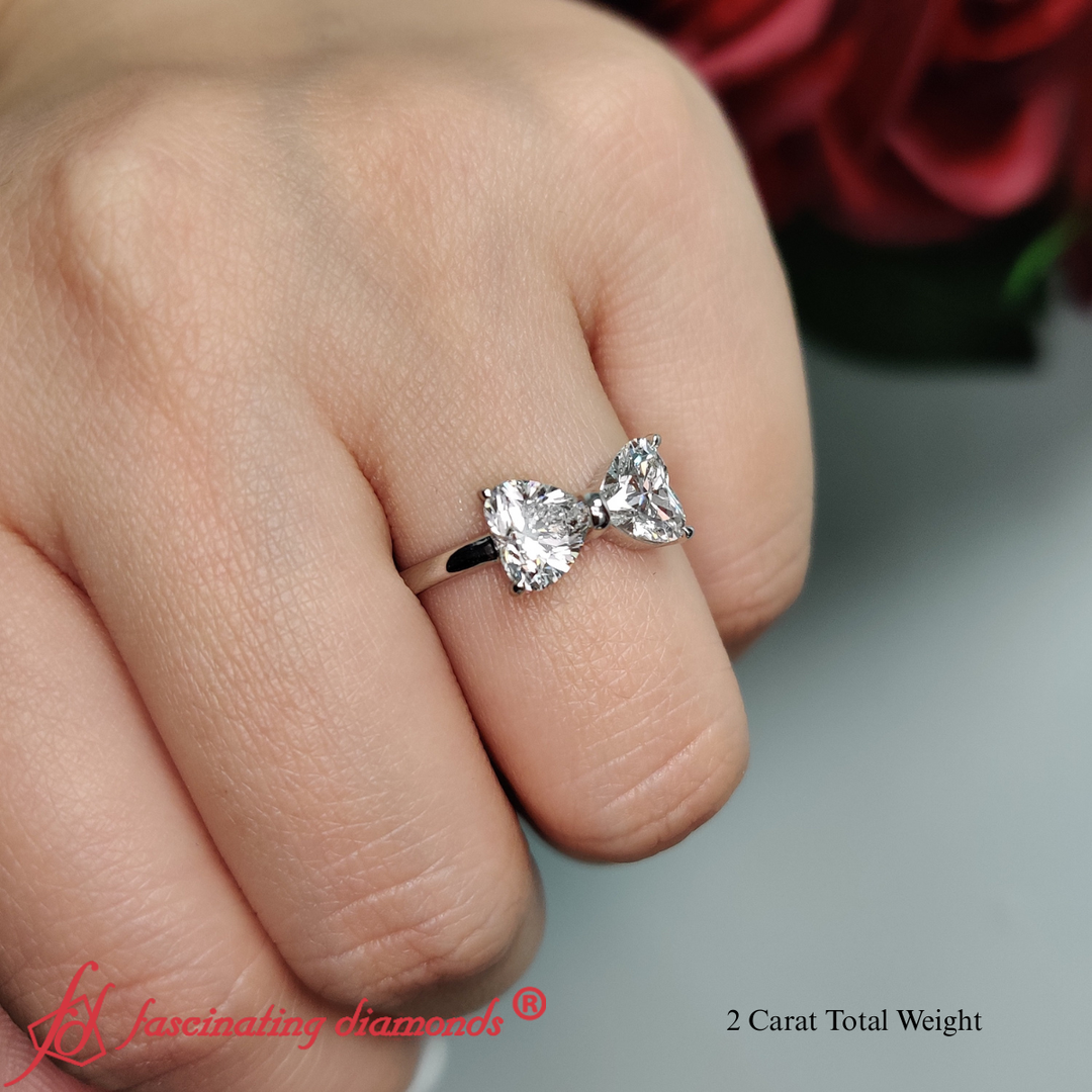 2 Carat Heart Diamond Two Stone Ring