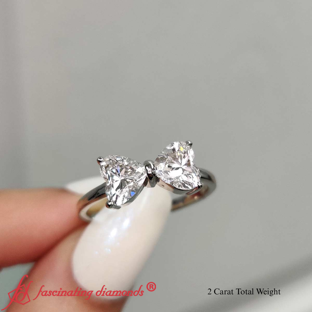 2 Carat Heart Diamond Two Stone Ring