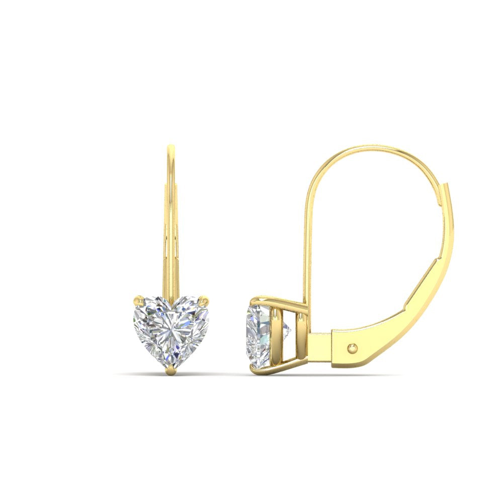 2 Carat Heart Shaped Diamond Lever Back Earrings