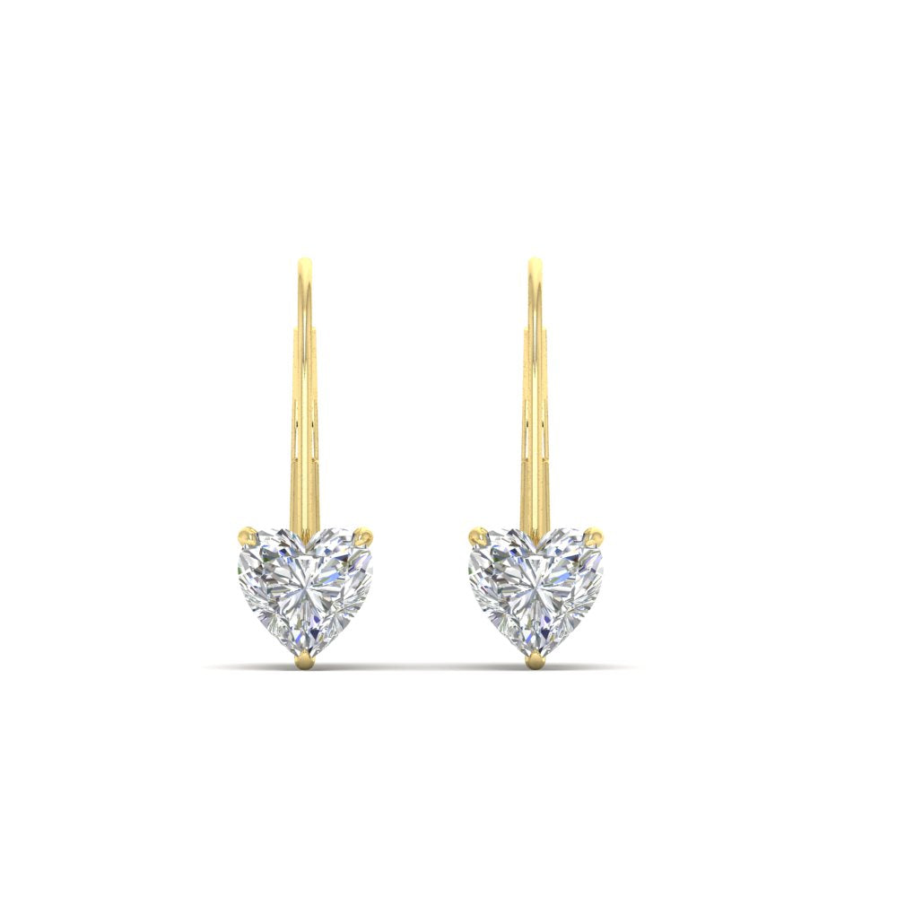 2 Carat Heart Shaped Diamond Lever Back Earrings