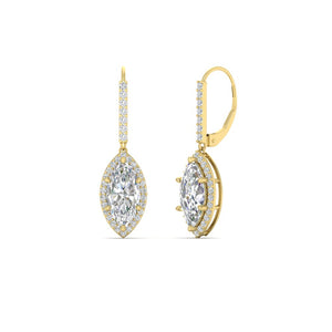 2 Carat Marquise Diamond Halo Leverback Earrings