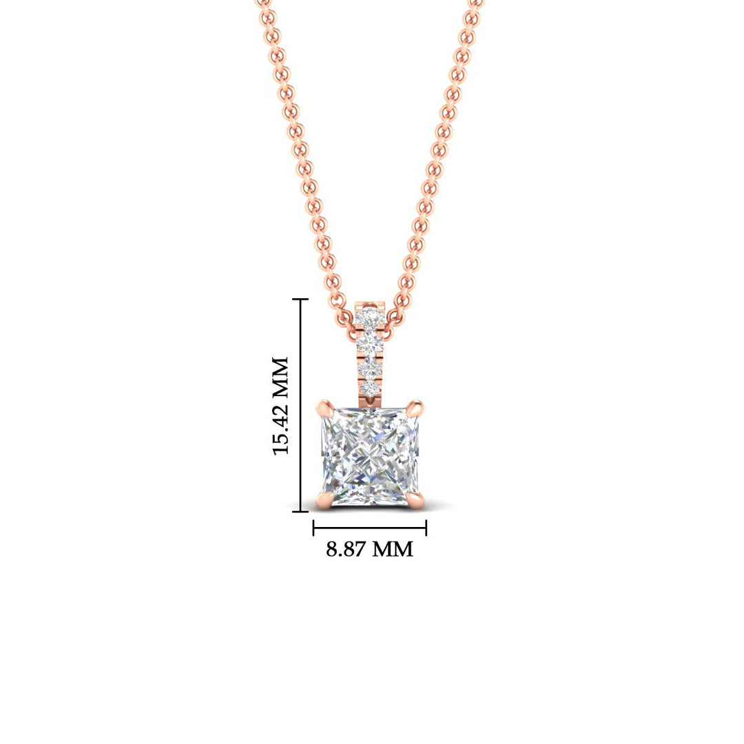 Pavé Bail Princess Cut Diamond Pendant