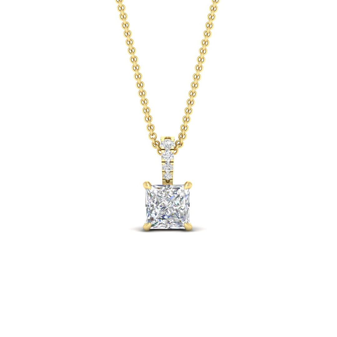 Pavé Bail Princess Cut Diamond Pendant