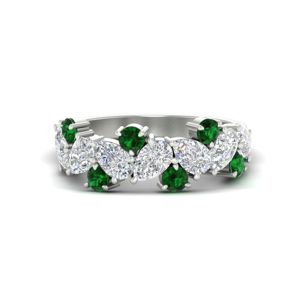 2-carat-pear-and-round-emerald-ring-wedding-band-in-white-gold-FD9174BGEMGR-2.00CT-NL-WG