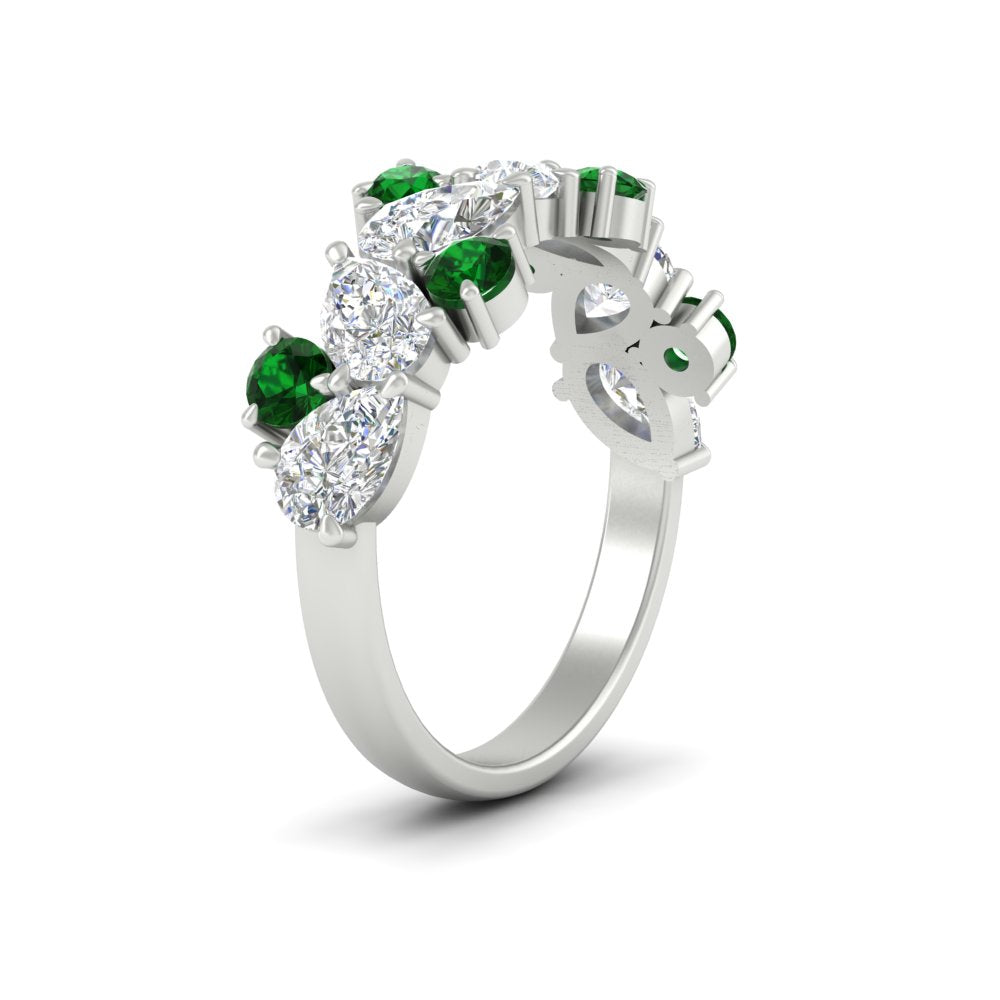 2-carat-pear-and-round-emerald-ring-wedding-band-in-white-gold-FD9174BGEMGRANGLE2-2.00CT-NL-WG