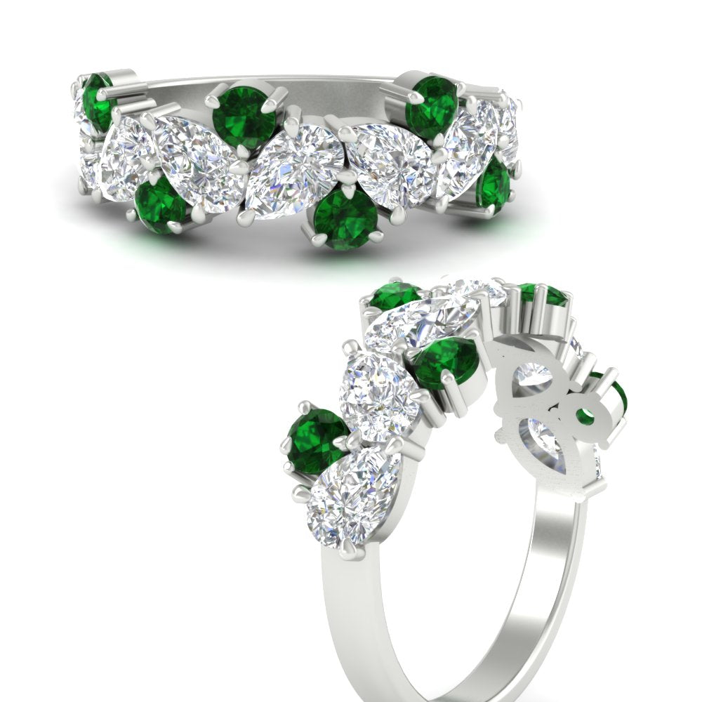 2-carat-pear-and-round-emerald-ring-wedding-band-in-white-gold-FD9174BGEMGRANGLE3-2.00CT-NL-WG