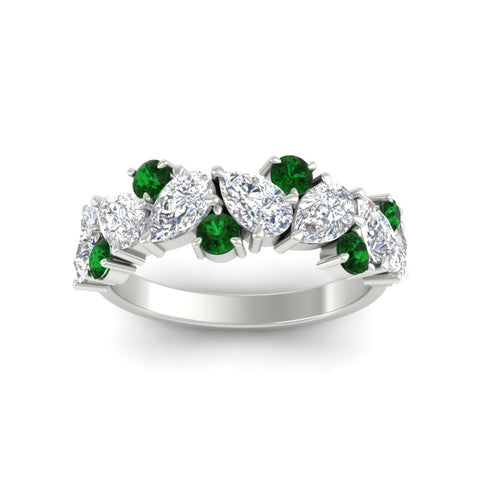 2-carat-pear-and-round-emerald-ring-wedding-band-in-white-gold-FD9174BGEMGRANGLE5-2.00CT-NL-WG