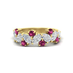 Load image into Gallery viewer, 2-carat-pear-and-round-pink-sapphire-ring-wedding-band-in-yellow-gold-FD9174BGSADRPI-2.00CT-NL-YG
