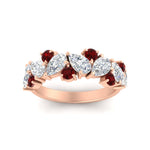 Load image into Gallery viewer, 2-carat-pear-and-round-ruby-ring-wedding-band-in-rose-gold-FD9174BGRUDRANGLE5-2.00CT-NL-RG
