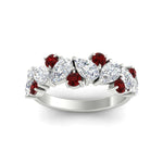 Load image into Gallery viewer, 2-carat-pear-and-round-ruby-ring-wedding-band-in-white-gold-FD9174BGRUDRANGLE5-2.00CT-NL-WG
