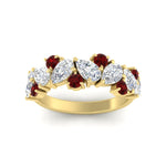 Load image into Gallery viewer, 2-carat-pear-and-round-ruby-ring-wedding-band-in-yellow-gold-FD9174BGRUDRANGLE5-2.00CT-NL-YG
