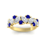 Load image into Gallery viewer, 2-carat-pear-and-round-sapphire-ring-wedding-band-in-yellow-gold-FD9174BGSABLANGLE5-2.00CT-NL-YG
